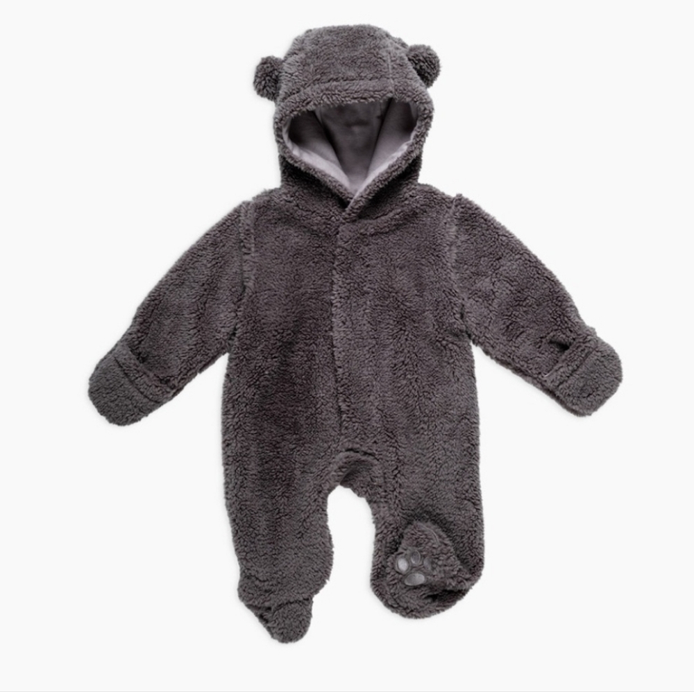 Magnetic Me Fleece Pram Gray Suit 0-3 Months Gray Baby Boy Girl Bear Cute Warm